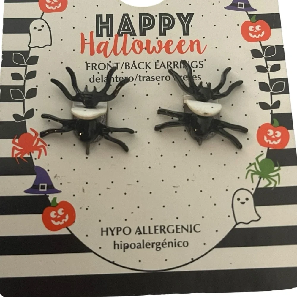 Halloween Spider Earrings - Black - Picture 4 of 4